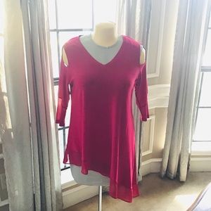 NWT Lior Red Long-sleeve Top with Shoulder Cut Out